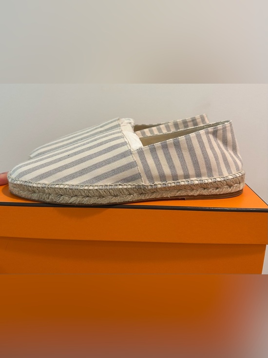 Hermès Striped Canvas Espadrilles in Light Blue & White main image 4
